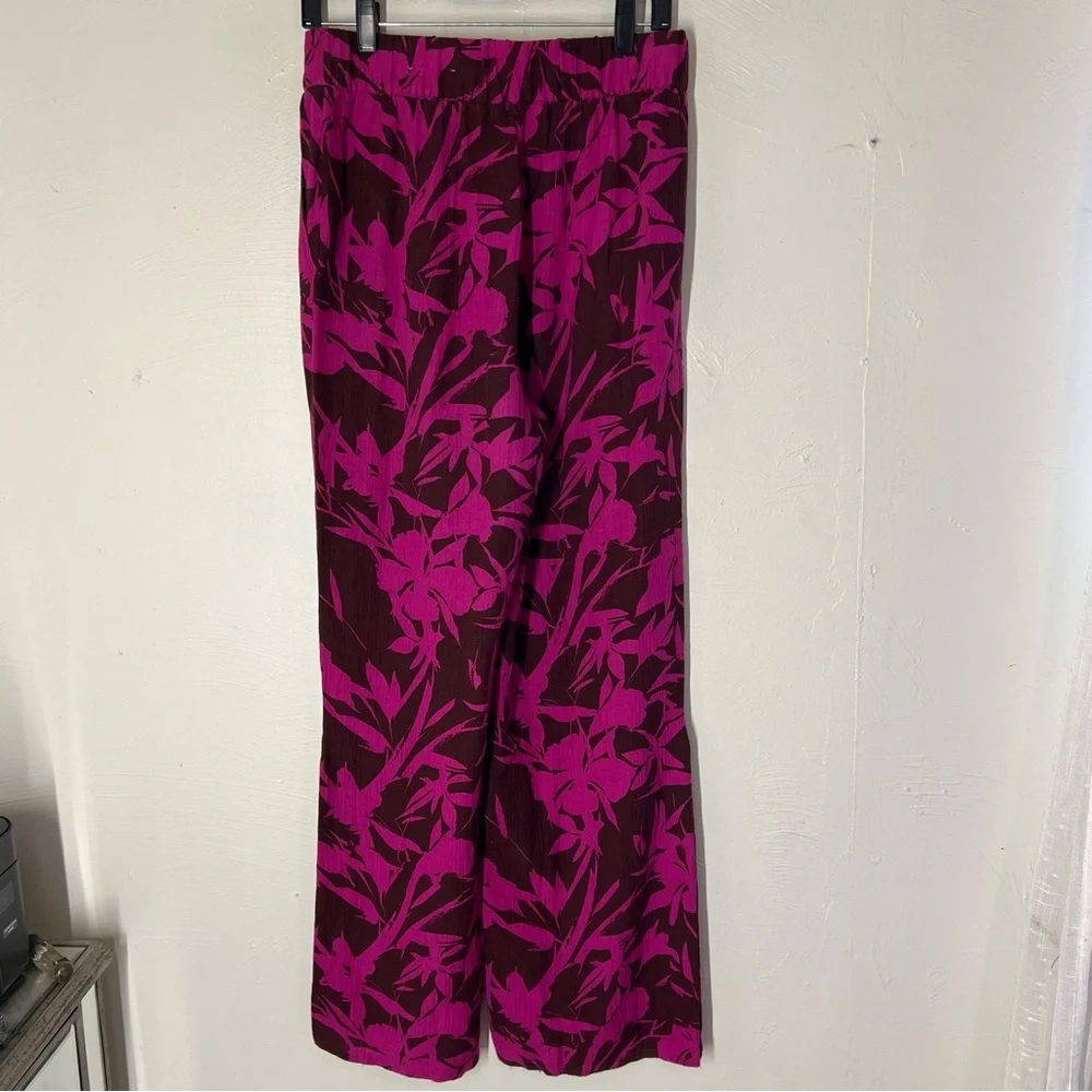 Soft Surroundings Oceo Gauze Wide Leg Pants Women's Small Tropical Fuchsia Pink